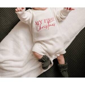 NEW PINE KIDS baby my first christmas knit romper in cloud
